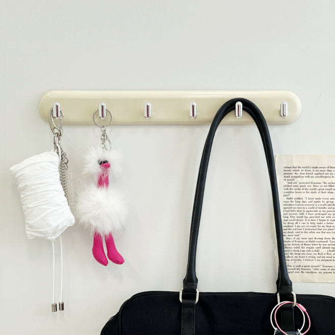 데미무드 아몬드 벽걸이 부착식 후크 6구, 아이보리, 1개