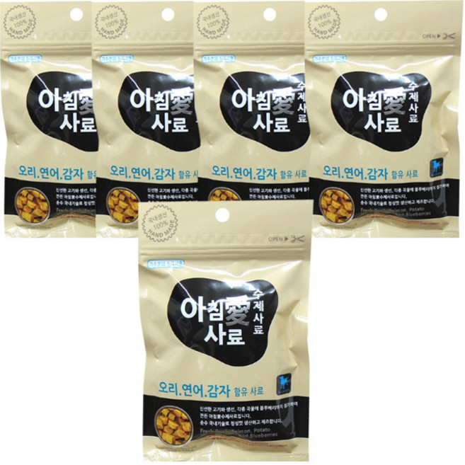 아침애 전연령 강아지 수제 소프트사료, 연어+오리+감자, 200g, 5개