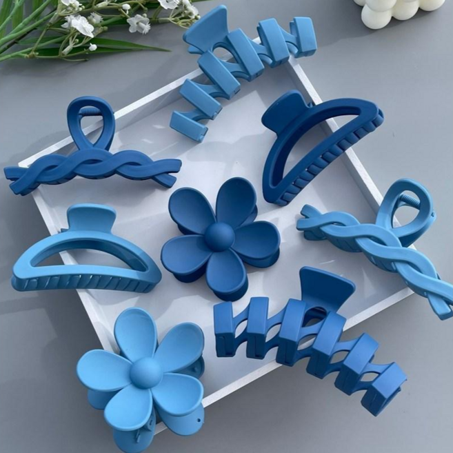 워더미 투톤 플라워 반달 일자 지그재그 집게핀 8종 세트 Z336