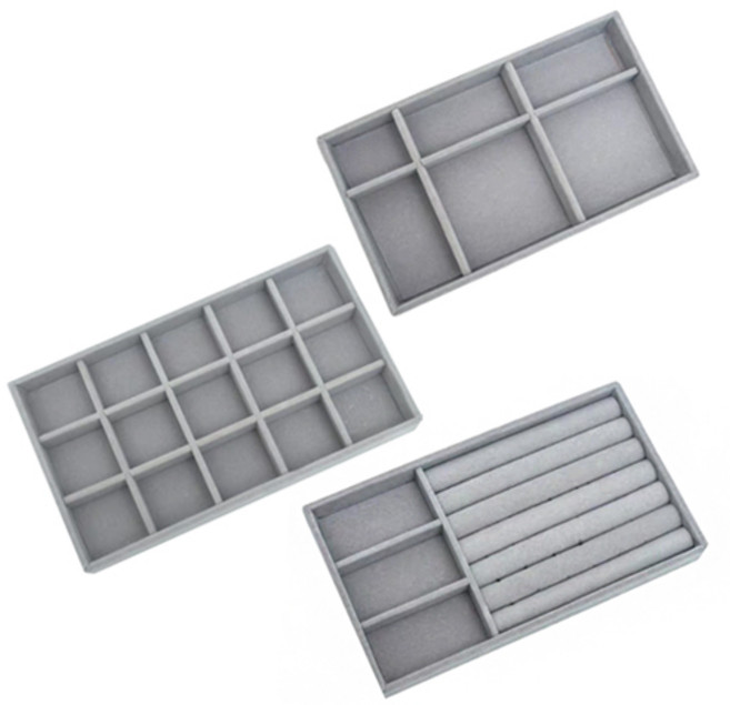 피키픽스 벨벳 악세서리 정리 보관 트레이 3종 세트, 1세트, 그레이