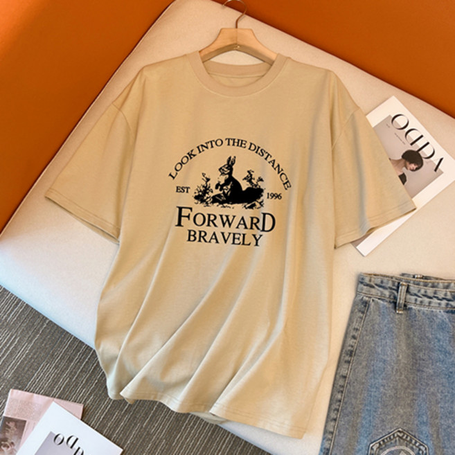 레몬소울 여성용퍼퍼빅사이즈프린팅반팔 티셔츠