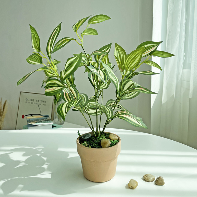 benudi 綠植盆栽人造花, 綠色, 1個
