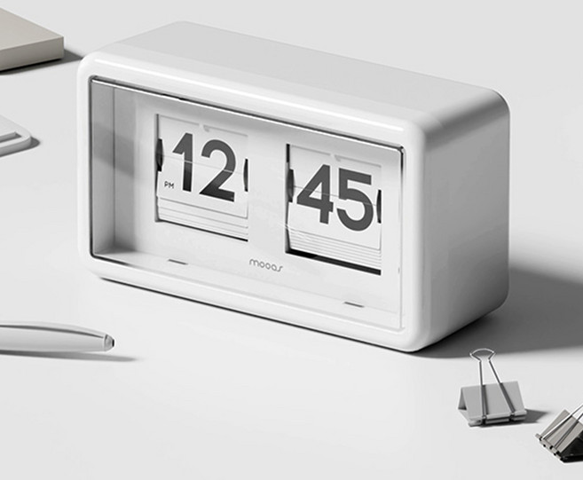 무아스 뉴트로 플립 탁상시계, 화이트