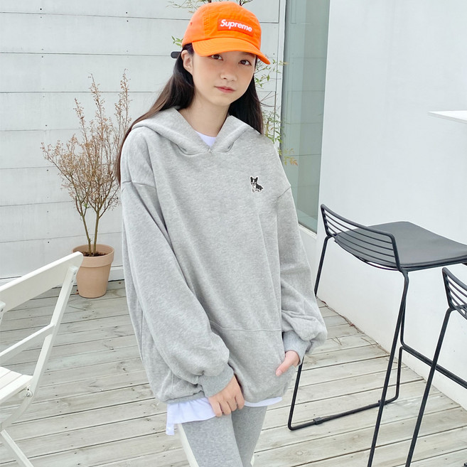 제니키즈 여아용 오버핏 불독자수후드티