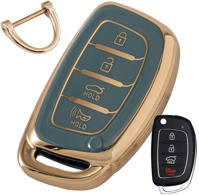 VENDICT 汽車 TPU 智慧鑰匙套 適用現代12 Casper Ioniq LF Sonata Avante AD Avante MD New Tucson ix All New Tucson New Rise 新型 i40, 灰藍色, HY-A11J4A