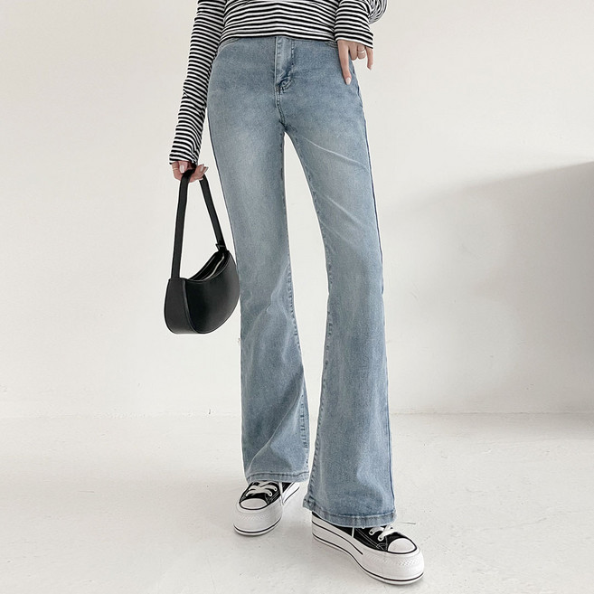 플랜데이 여성용 숏/미디움/롱 기장 워싱 스판 빅사이즈 부츠컷 데님팬츠