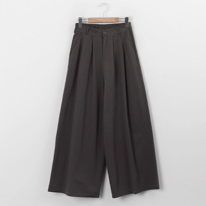 Pippin 女款雙褶後鬆緊帶寬版棉褲 #711093