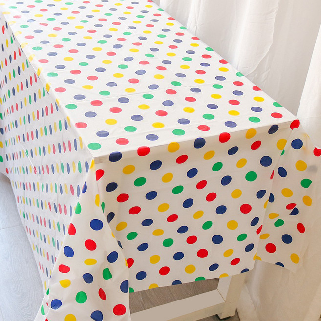 아싸레 생일파티 일회용 식탁보 땡땡이, 1개입, 1개