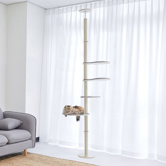 GATOBLANCO 貓咪曼赤肯鐵製貓爬架 + 4件踏板組, 象牙白, 1套