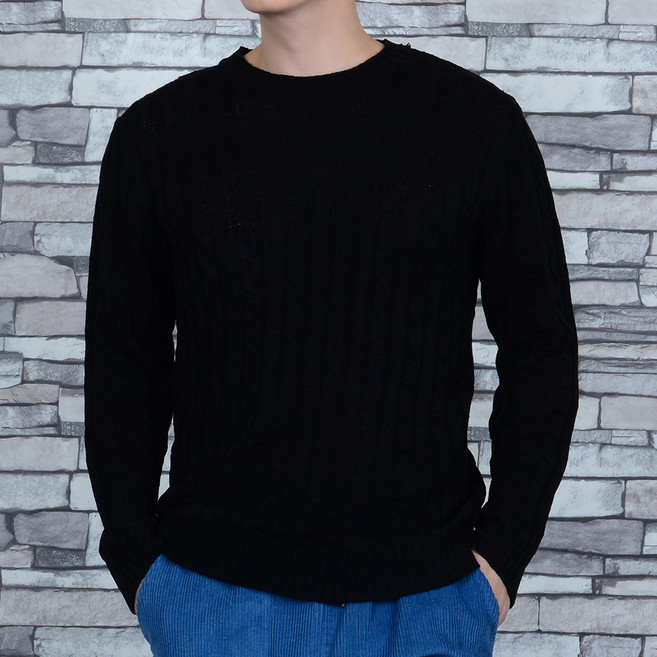 타운클로 남성용 라운드 꽈배기 Y 니트