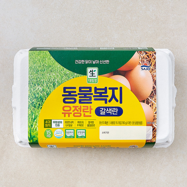 대림생 동물복지 인증 갈색 유정란 780g, 1개, 15구