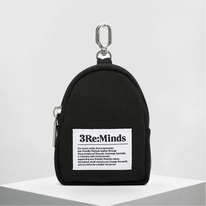 쓰리마인즈 TRM 리사이클 나일론 미니 키링 파우치 7.5 x 10 x 2 cm T52G