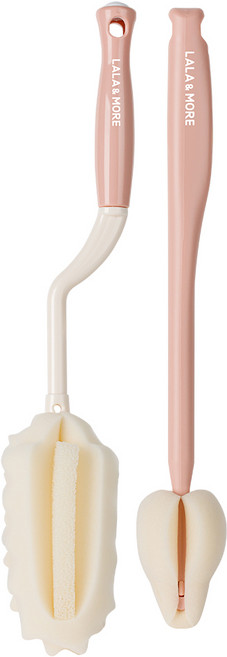 라라앤모어 텀블러 스펀지 세척 회전형 다용도솔 + 젖꼭지솔 세트, 핑크브라운, 1세트