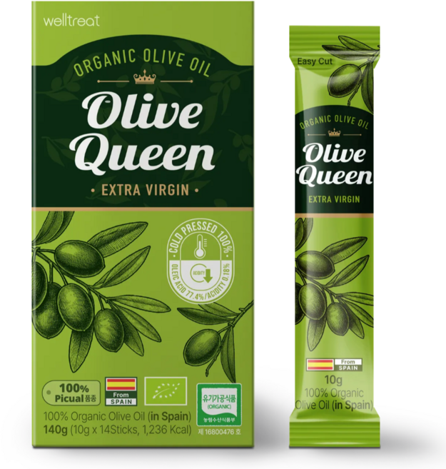 Welltreat Olive Queen特級初榨橄欖油隨身包 14條入, 140g, 1盒