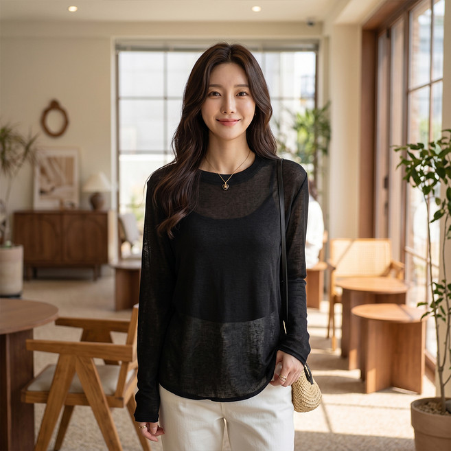 INFIOUS 女款Airy基本款防曬夏季長袖T恤 I263-0547