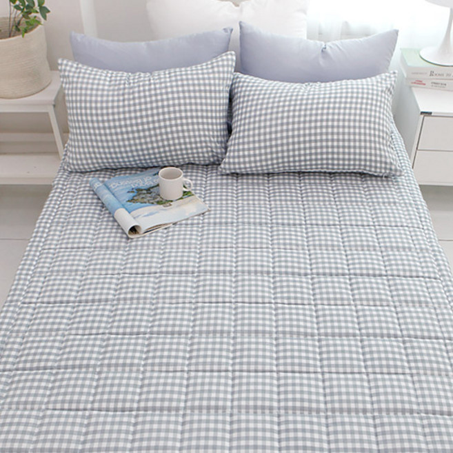 보몽드 국내 제조 부드러운 워싱 밴딩 쿠키체크 침대패드, 쿠키체크 라이트블루