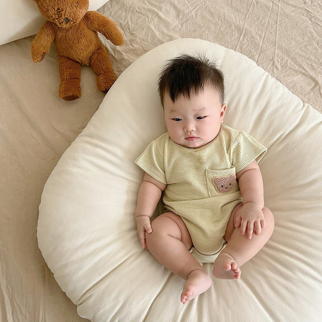 스타도어 유아용 미니곰포켓 심플 반팔 바디수트