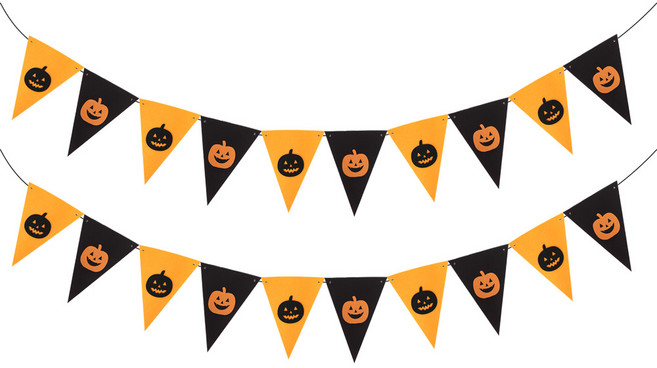 파티공구 할로윈 삼각펠트 가랜드, 큐티호박, 2개