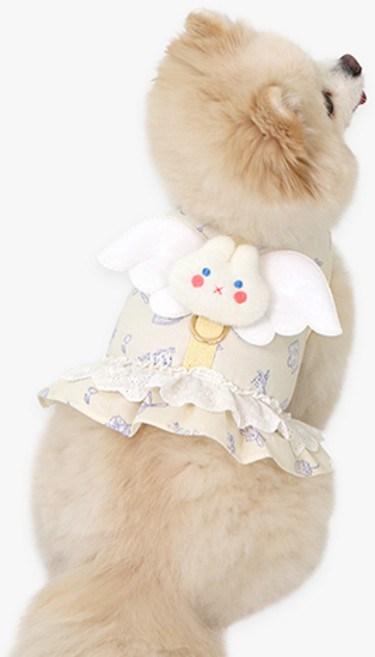 이츠독 강아지 쁘띠미뇽 엔젤 하네스, 아이보리, 1개