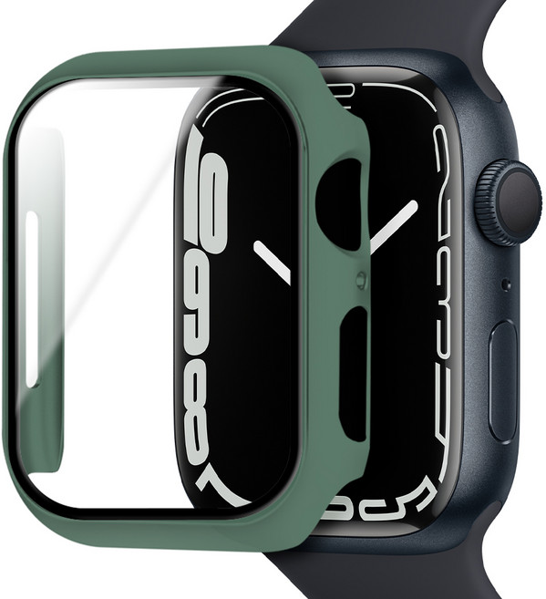 아이몰 애플워치 9H 강화유리 풀커버 프레임 케이스, 미드나잇 그린, 1개