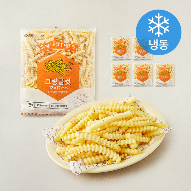 심플프라이 크링클컷 감자튀김 (냉동), 2kg, 6개