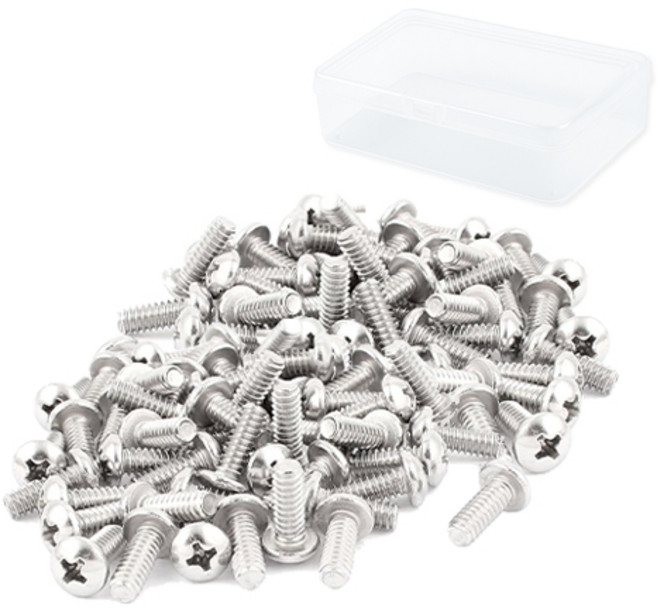 OON 탄소강 둥근머리 볼트 132p + 투명케이스 세트, 1세트, M3, 35mm