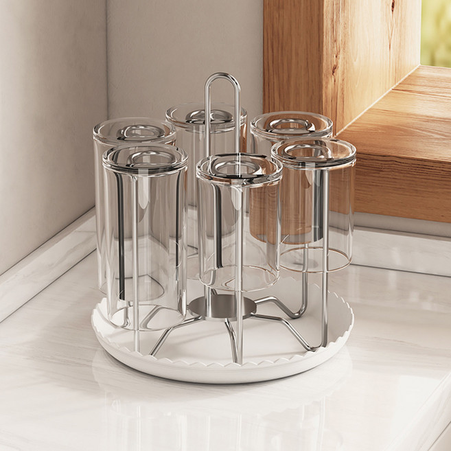 리빙공감 스테이 스텐304 물빠짐 컵거치 건조대 6구, 실버, 1개