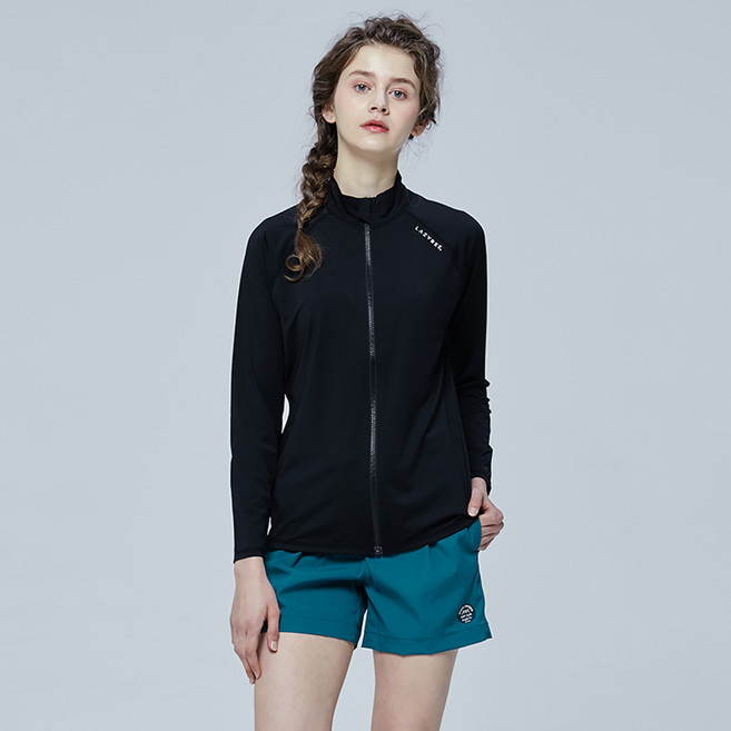 레이지비 여성용 멀티 쿨링 드라이 에센셜 루즈핏 래쉬가드 집업 + 반바지 세트