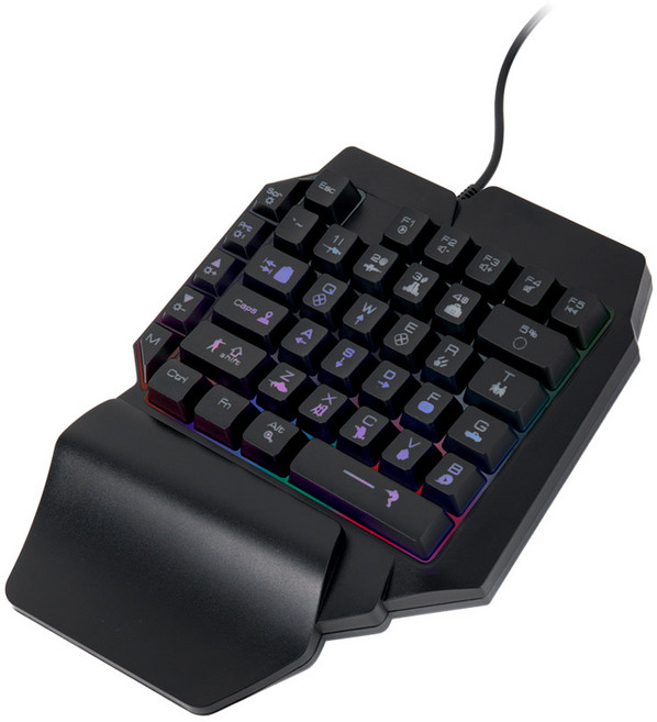 컴스 게이밍 한손 유선 키보드 RGB, 블랙, IF739
