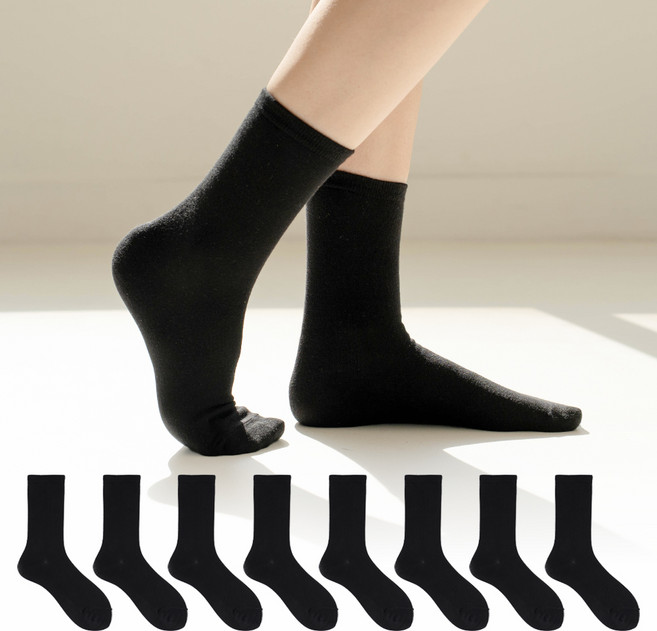 삭스팩토리 여성용 데일리 무지 장목 양말 8켤레