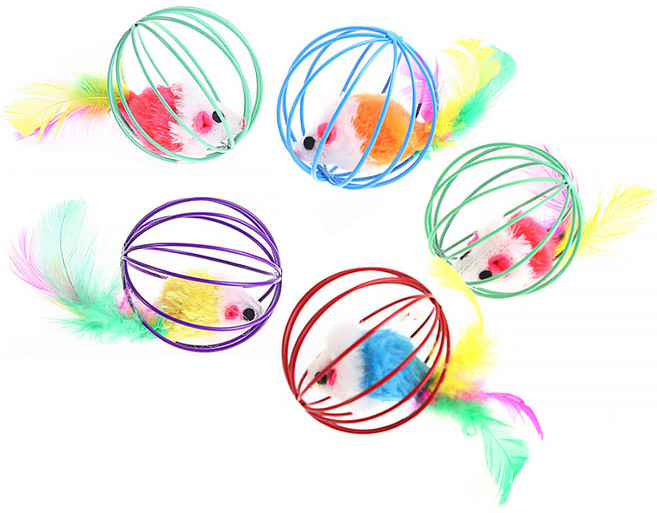 고양이 지앤와이 쥐돌이 꼬리 공 장난감, 랜덤발송, 5개