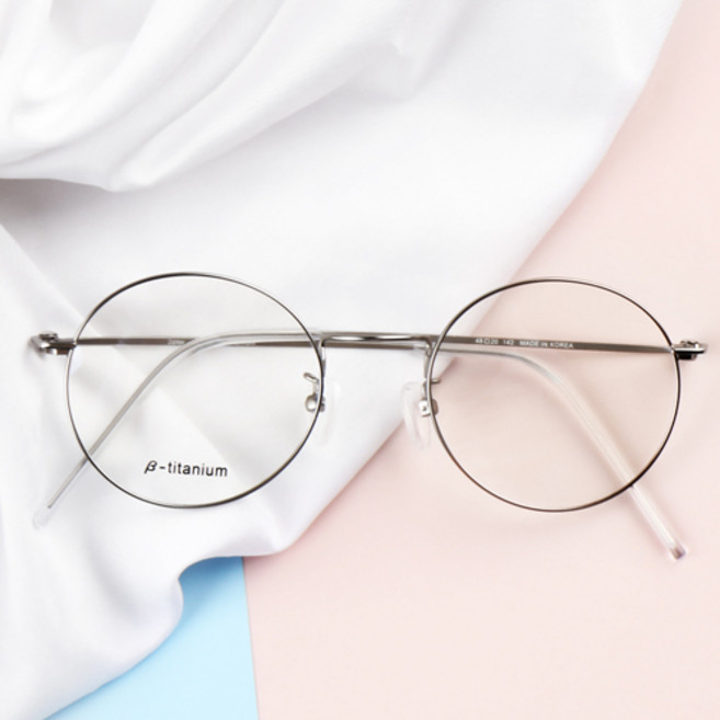 베이마 남녀공용 고탄성 티타늄 동글이 스몰 투톤 안경테 K04 + 케이스 세트
