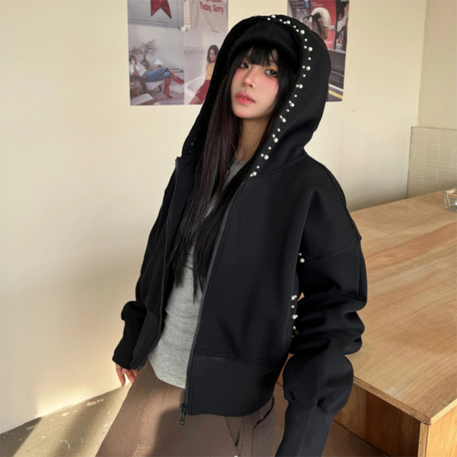 피어니스트 펄 포인트 시크 긴팔 후드 집업