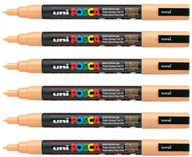 POSCA 細字水性麥克筆 PC-3M 淡橘色, 6個, 1色
