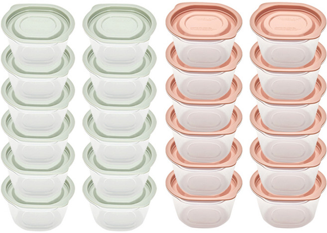 씨밀렉스 쿡밥 냉동밥 보관용기 2종 x 12p 세트 275ml, 1세트, 그린 12p, 핑크 12p
