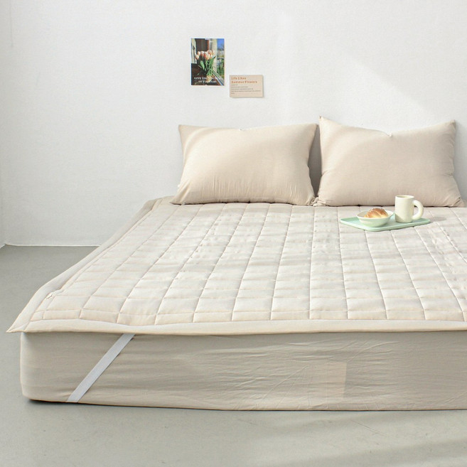 루시드슬립 국내산 부드러운 아멜리 워싱 고정밴딩 침대패드, 매그놀리아