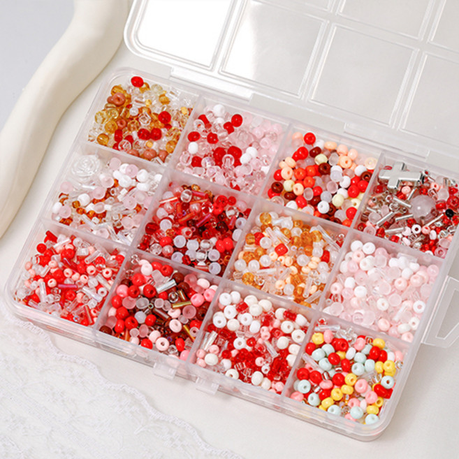 윰스 12색 플로랄 믹스 DIY 비즈 공예 세트, 로즈골드, 1세트