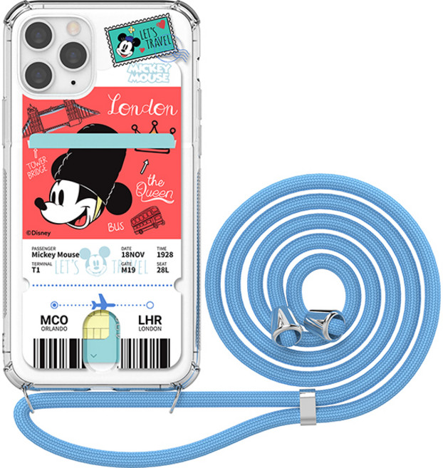 아이컬러즈 디즈니 시티 트래블 투명방탄 카드 목걸이 휴대폰 케이스