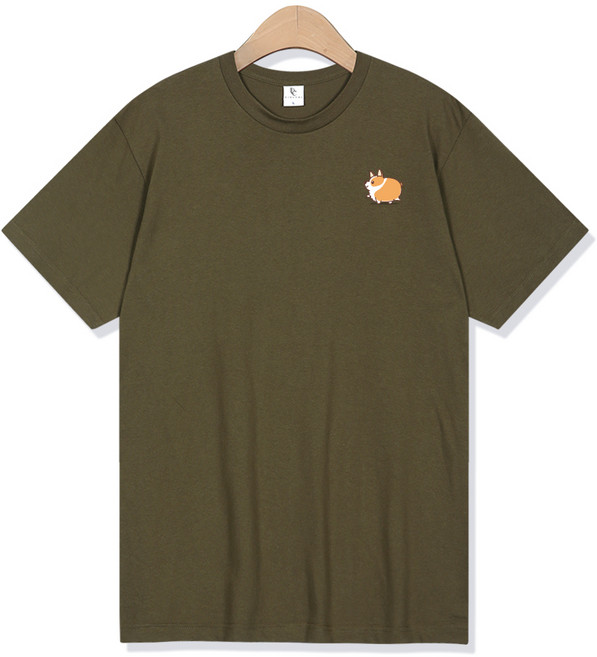 디엘크리 남녀공용 FAT 웰시코기 17수 통기성 반팔 티셔츠