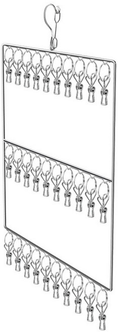 정상아이앤 대량 수납 모자 집게 걸이 30P, 실버, 1개