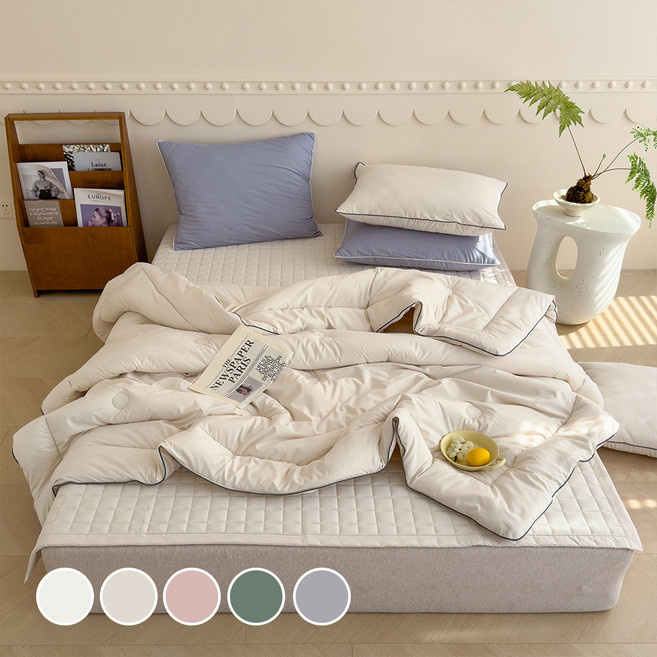 바자르 마이크로 텐셀 모달 프리미엄 차렵이불 + 베개커버 세트