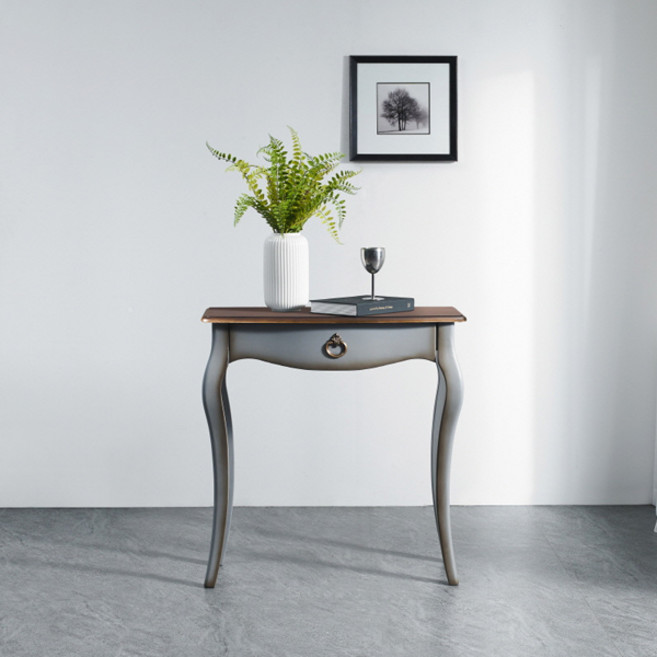 헤즈로 엔틱 미니 슬림 다용도 엘로르1 원목 콘솔, 그레이