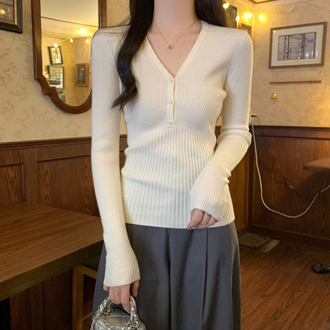 어썸풀 여성용 포클링톤 브이넥 니트 A26SPKN011208