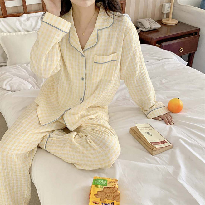 투이스타 커플용 체크 파자마 상하의 세트