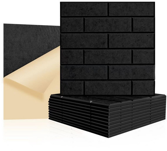 Toppia 特殊型吸音板 自黏式隔音板 30 x 30 cm, 黑色, 12個