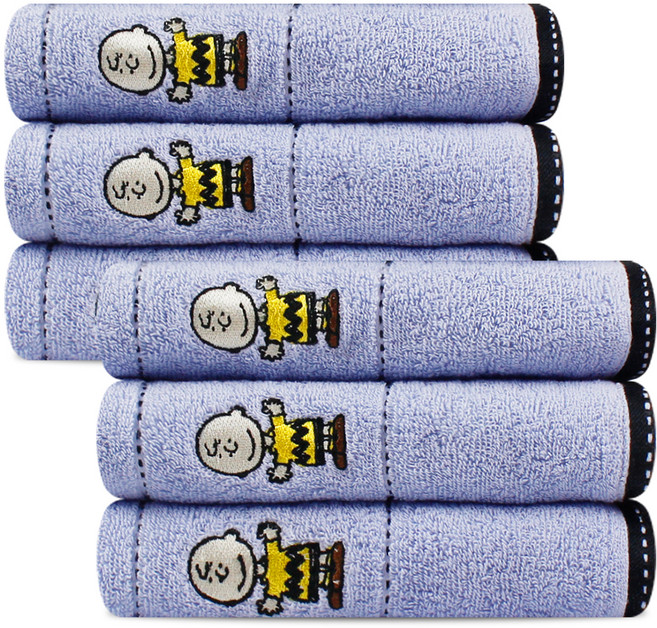 송월타월 스누피 프렌즈40 수건 140g 30수 면사, 블루, 6개