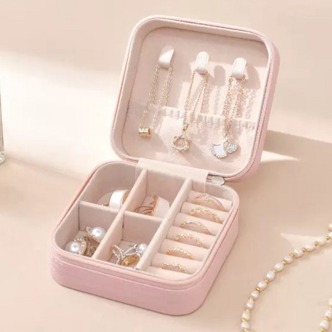 마메 휴대용 주얼리 목걸이 반지 액세서리 보관함, 핑크, 2개