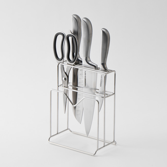 HANSSEM 全不鏽鋼Life刀具砧板瀝水架, 銀色, 1個