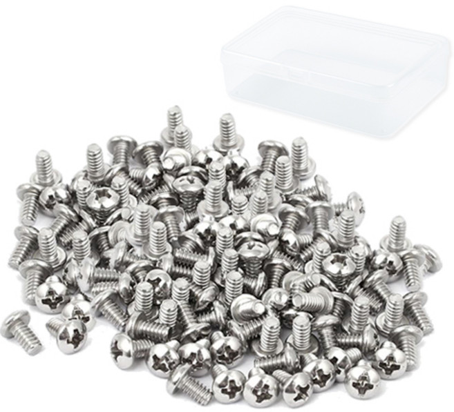 탄소강 둥근머리 볼트 200p + 투명케이스 세트, 1세트, M4, 8mm