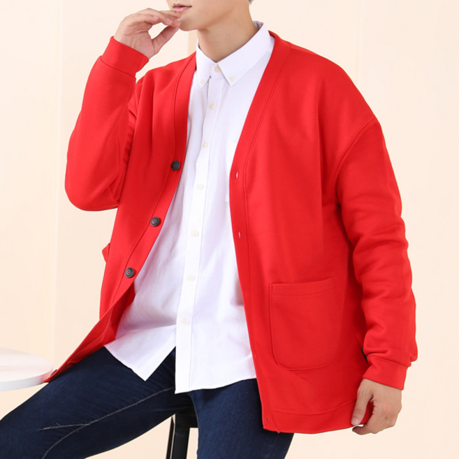 텐클로 남녀공용 오버핏 빅사이즈 기모 면가디건